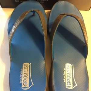 NWT Skechers Goga May 360 Performace 12 Men Flip Flop Blue AGION Slippers
